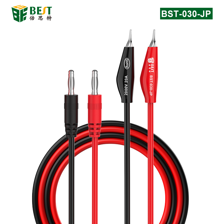 BST-030-JP 超導(dǎo)傳輸香蕉頭轉(zhuǎn)海豚夾測(cè)試線 電力測(cè)試線 高壓電源夾子 萬(wàn)用表插頭 香蕉頭導(dǎo)線 海豚夾純銅帶線試驗(yàn) 夾子線 2000V20A大電流